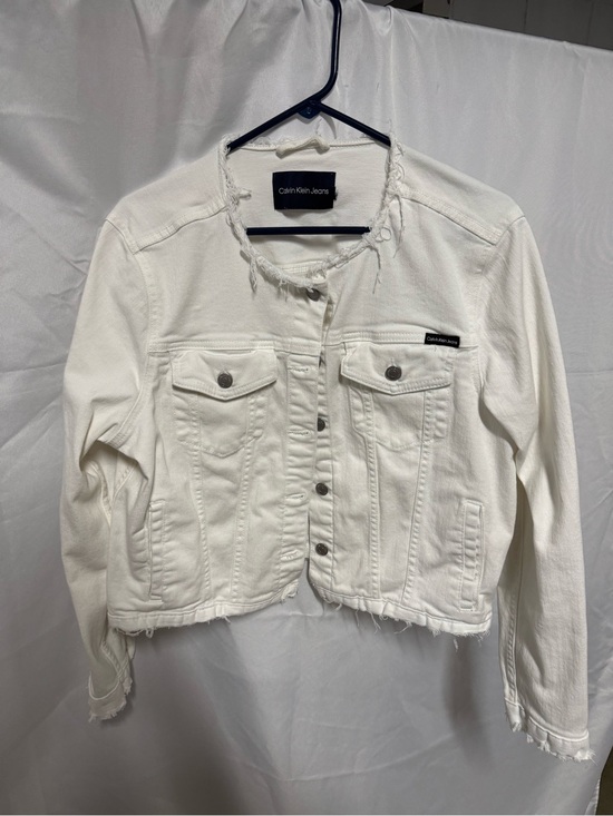 Calvin Klein Jeans Jackets & Blazers - Calvin Klein Jeans White Frayed Hem Denim Jacket